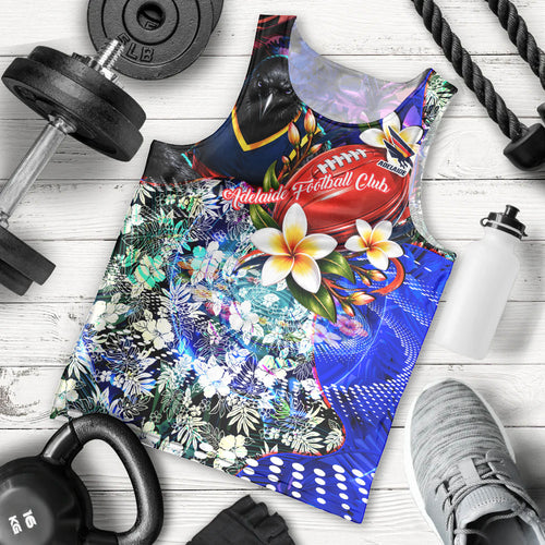 Personalized Adelaide Crow Football Men Tank Top Tropical Hibiscus Flowers - Pacific Fusion Style