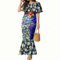 Personalized Adelaide Crow Football Mermaid Dress Tropical Hibiscus Flowers - Pacific Fusion Style