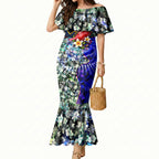 Personalized Adelaide Crow Football Mermaid Dress Tropical Hibiscus Flowers - Pacific Fusion Style
