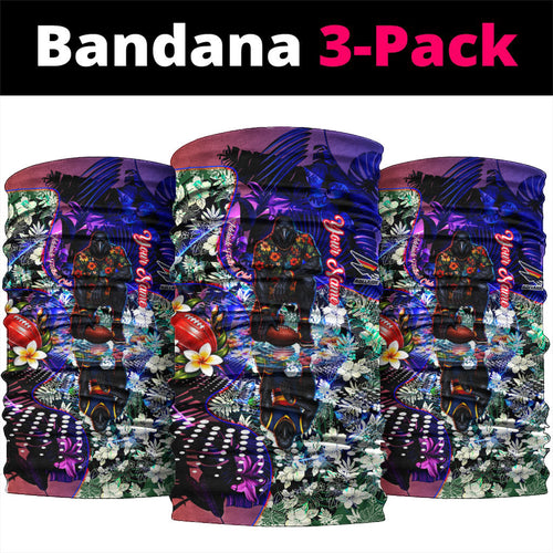 Personalized Adelaide Crow Football Neck Gaiter Tropical Hibiscus Flowers - Pacific Fusion Style