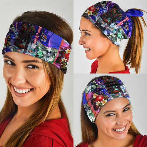 Personalized Adelaide Crow Football Neck Gaiter Tropical Hibiscus Flowers - Pacific Fusion Style