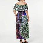 Personalized Adelaide Crow Football Off Shoulder Maxi Dress Tropical Hibiscus Flowers - Pacific Fusion Style