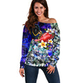 Personalized Adelaide Crow Football Off Shoulder Sweater Tropical Hibiscus Flowers - Pacific Fusion Style