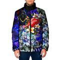 Personalized Adelaide Crow Football Padded Jacket Tropical Hibiscus Flowers - Pacific Fusion Style