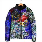 Personalized Adelaide Crow Football Padded Jacket Tropical Hibiscus Flowers - Pacific Fusion Style