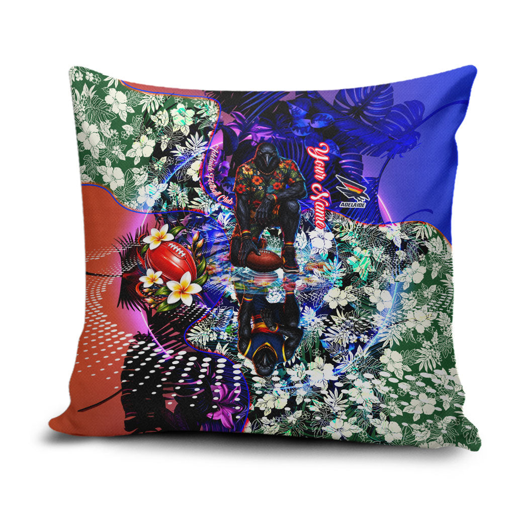 Personalized Adelaide Crow Football Pillow Cover Tropical Hibiscus Flowers - Pacific Fusion Style