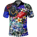 Personalized Adelaide Crow Football Polo Shirt Tropical Hibiscus Flowers - Pacific Fusion Style