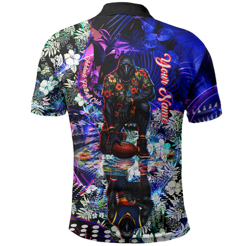 Personalized Adelaide Crow Football Polo Shirt Tropical Hibiscus Flowers - Pacific Fusion Style