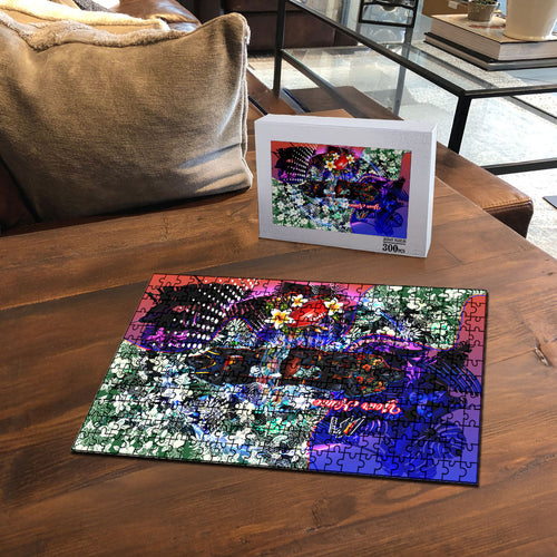 Personalized Adelaide Crow Football Puzzle Tropical Hibiscus Flowers - Pacific Fusion Style