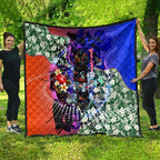 Personalized Adelaide Crow Football Quilt Tropical Hibiscus Flowers - Pacific Fusion Style