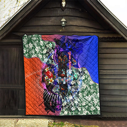 Personalized Adelaide Crow Football Quilt Tropical Hibiscus Flowers - Pacific Fusion Style