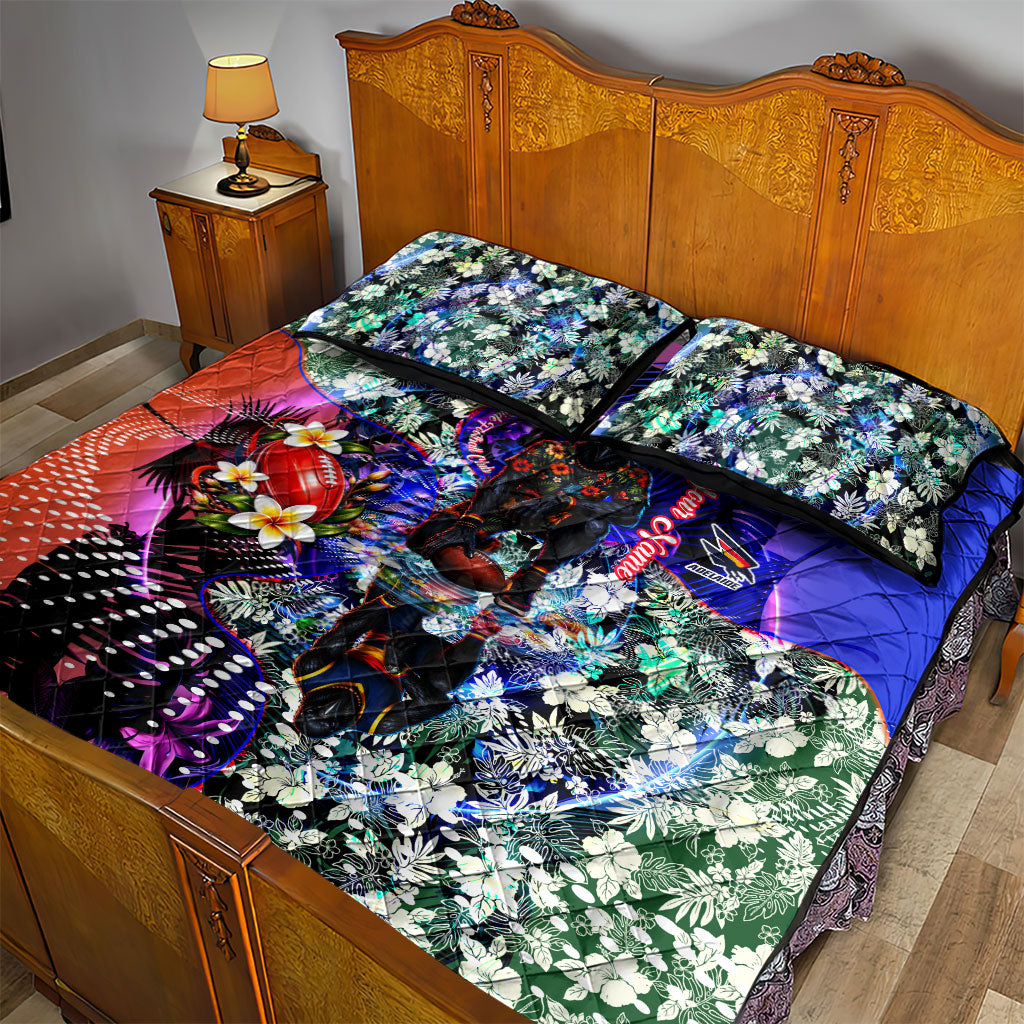 Personalized Adelaide Crow Football Quilt Bed Set Tropical Hibiscus Flowers - Pacific Fusion Style