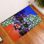 Personalized Adelaide Crow Football Rubber Doormat Tropical Hibiscus Flowers - Pacific Fusion Style