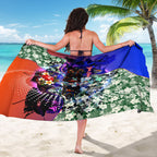Personalized Adelaide Crow Football Sarong Tropical Hibiscus Flowers - Pacific Fusion Style