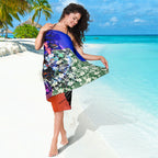 Personalized Adelaide Crow Football Sarong Tropical Hibiscus Flowers - Pacific Fusion Style