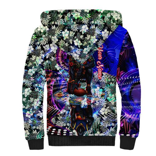 Personalized Adelaide Crow Football Sherpa Hoodie Tropical Hibiscus Flowers - Pacific Fusion Style