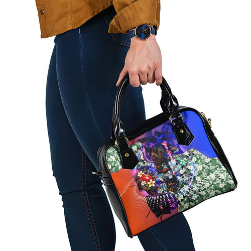 Personalized Adelaide Crow Football Shoulder Handbag Tropical Hibiscus Flowers - Pacific Fusion Style