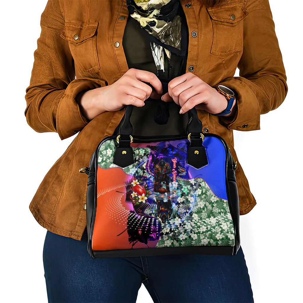 Personalized Adelaide Crow Football Shoulder Handbag Tropical Hibiscus Flowers - Pacific Fusion Style