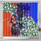 Personalized Adelaide Crow Football Shower Curtain Tropical Hibiscus Flowers - Pacific Fusion Style