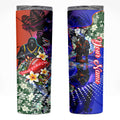 Personalized Adelaide Crow Football Skinny Tumbler Tropical Hibiscus Flowers - Pacific Fusion Style