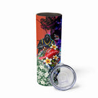 Personalized Adelaide Crow Football Skinny Tumbler Tropical Hibiscus Flowers - Pacific Fusion Style