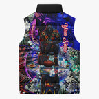 Personalized Adelaide Crow Football Sleeveless Puffer Jacket Tropical Hibiscus Flowers - Pacific Fusion Style