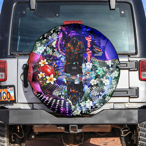 Personalized Adelaide Crow Football Spare Tire Cover Tropical Hibiscus Flowers - Pacific Fusion Style