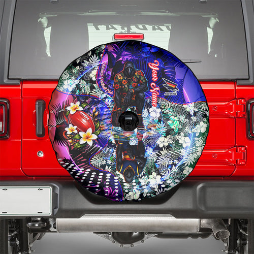 Personalized Adelaide Crow Football Spare Tire Cover Tropical Hibiscus Flowers - Pacific Fusion Style