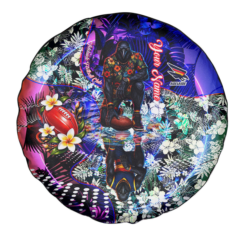 Personalized Adelaide Crow Football Spare Tire Cover Tropical Hibiscus Flowers - Pacific Fusion Style