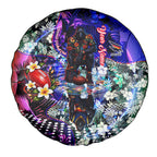 Personalized Adelaide Crow Football Spare Tire Cover Tropical Hibiscus Flowers - Pacific Fusion Style