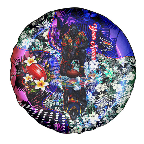 Personalized Adelaide Crow Football Spare Tire Cover Tropical Hibiscus Flowers - Pacific Fusion Style