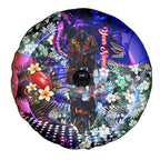 Personalized Adelaide Crow Football Spare Tire Cover Tropical Hibiscus Flowers - Pacific Fusion Style