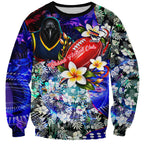 Personalized Adelaide Crow Football Sweatshirt Tropical Hibiscus Flowers - Pacific Fusion Style