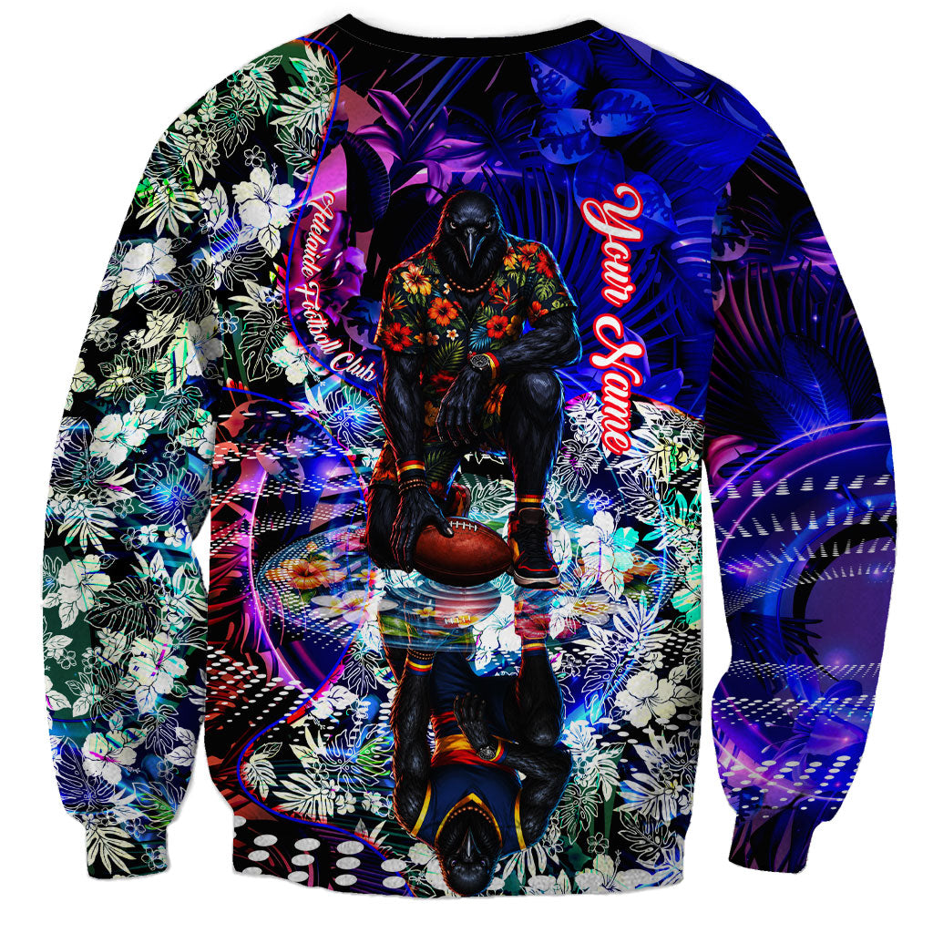 Personalized Adelaide Crow Football Sweatshirt Tropical Hibiscus Flowers - Pacific Fusion Style