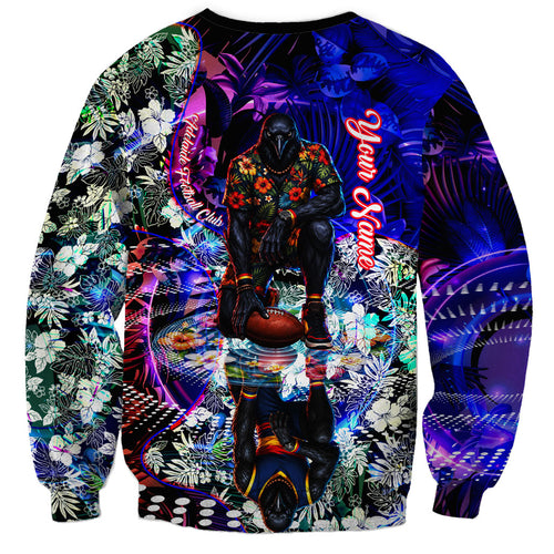 Personalized Adelaide Crow Football Sweatshirt Tropical Hibiscus Flowers - Pacific Fusion Style