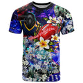 Personalized Adelaide Crow Football T Shirt Tropical Hibiscus Flowers - Pacific Fusion Style