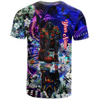Personalized Adelaide Crow Football T Shirt Tropical Hibiscus Flowers - Pacific Fusion Style