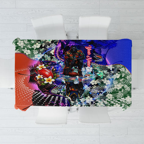 Personalized Adelaide Crow Football Tablecloth Tropical Hibiscus Flowers - Pacific Fusion Style