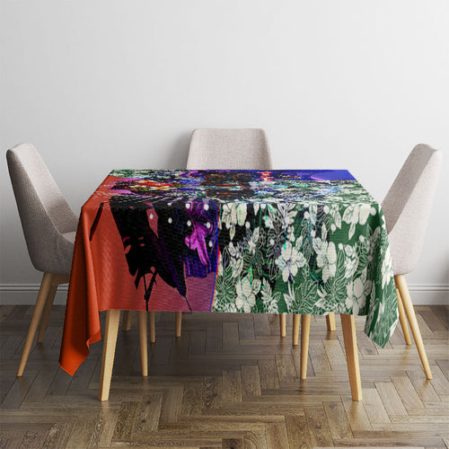 Personalized Adelaide Crow Football Tablecloth Tropical Hibiscus Flowers - Pacific Fusion Style