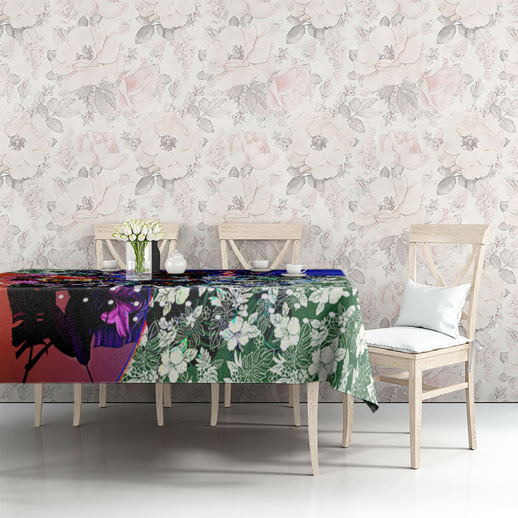 Personalized Adelaide Crow Football Tablecloth Tropical Hibiscus Flowers - Pacific Fusion Style