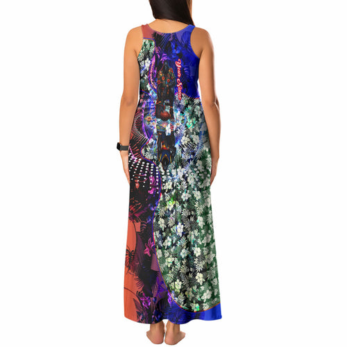 Personalized Adelaide Crow Football Tank Maxi Dress Tropical Hibiscus Flowers - Pacific Fusion Style