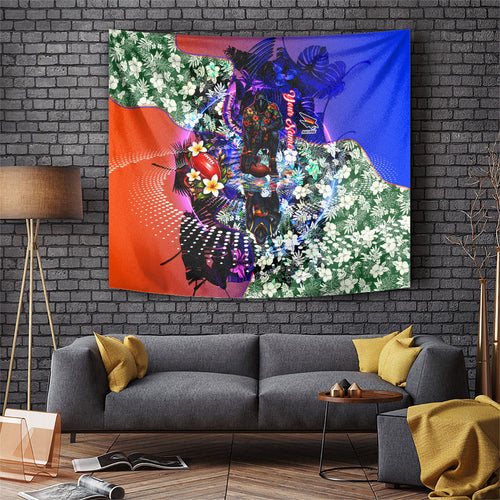 Personalized Adelaide Crow Football Tapestry Tropical Hibiscus Flowers - Pacific Fusion Style