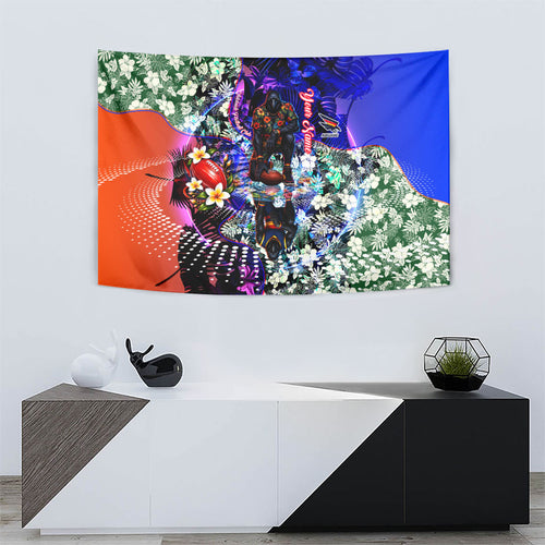 Personalized Adelaide Crow Football Tapestry Tropical Hibiscus Flowers - Pacific Fusion Style