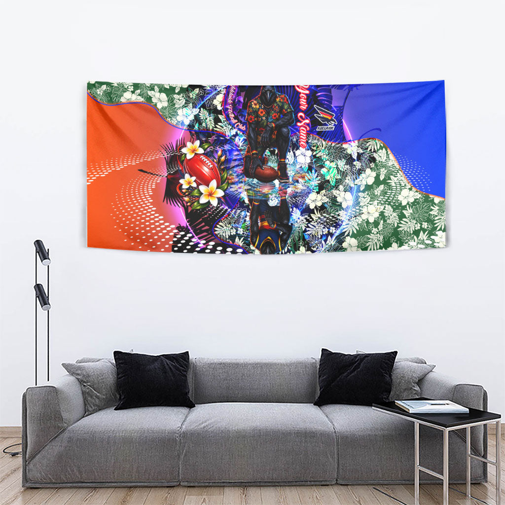 Personalized Adelaide Crow Football Tapestry Tropical Hibiscus Flowers - Pacific Fusion Style