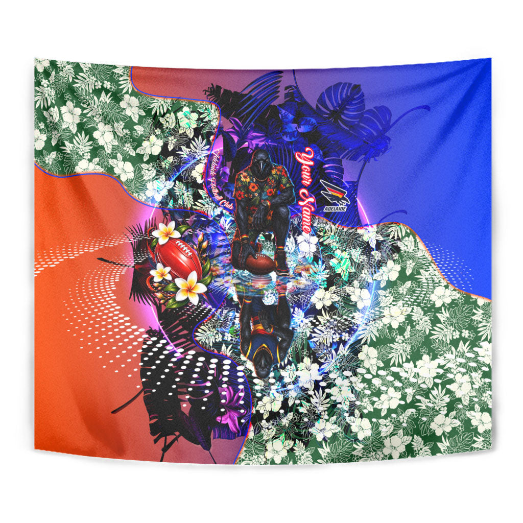 Personalized Adelaide Crow Football Tapestry Tropical Hibiscus Flowers - Pacific Fusion Style