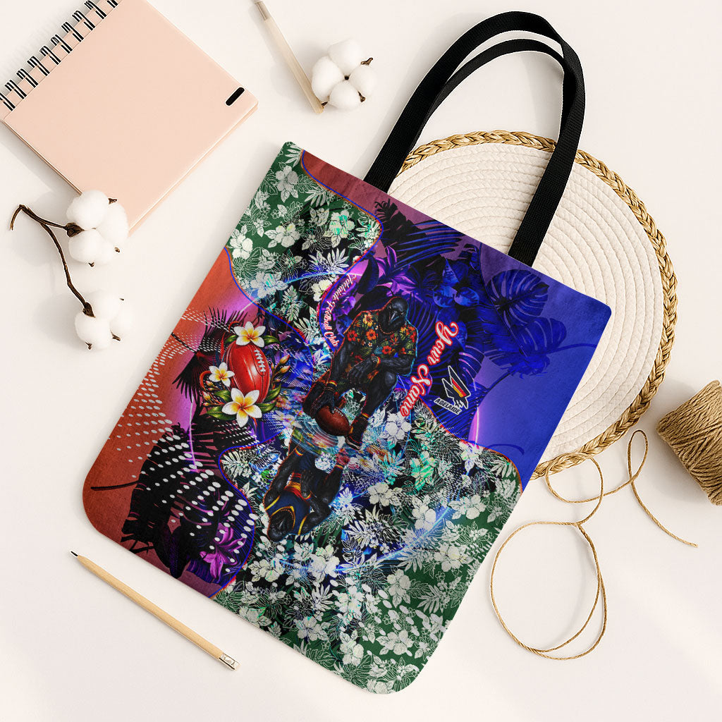 Personalized Adelaide Crow Football Tote Bag Tropical Hibiscus Flowers - Pacific Fusion Style