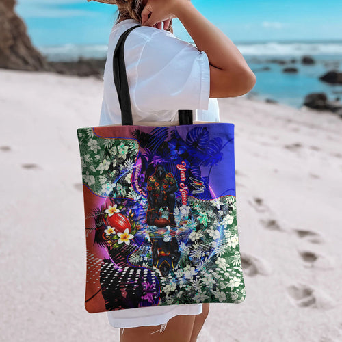 Personalized Adelaide Crow Football Tote Bag Tropical Hibiscus Flowers - Pacific Fusion Style