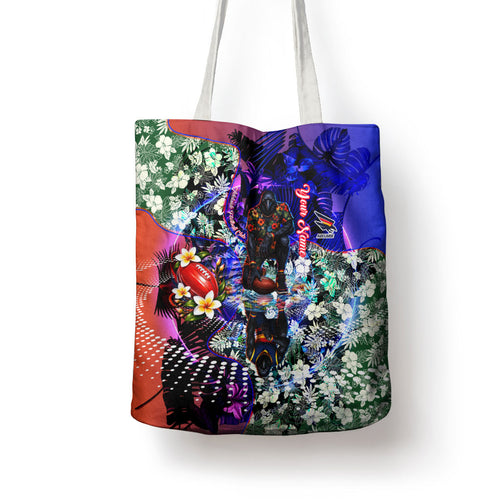 Personalized Adelaide Crow Football Tote Bag Tropical Hibiscus Flowers - Pacific Fusion Style