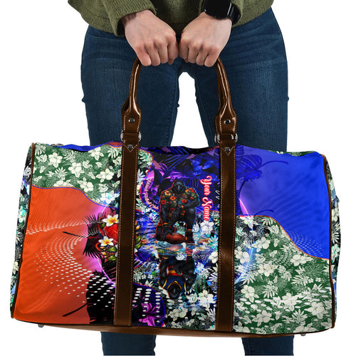 Personalized Adelaide Crow Football Travel Bag Tropical Hibiscus Flowers - Pacific Fusion Style