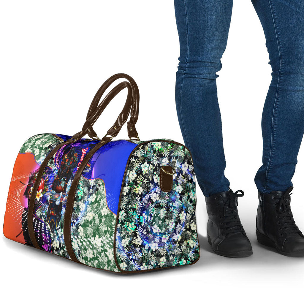 Personalized Adelaide Crow Football Travel Bag Tropical Hibiscus Flowers - Pacific Fusion Style